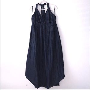Zapelle denim halter maxi dress